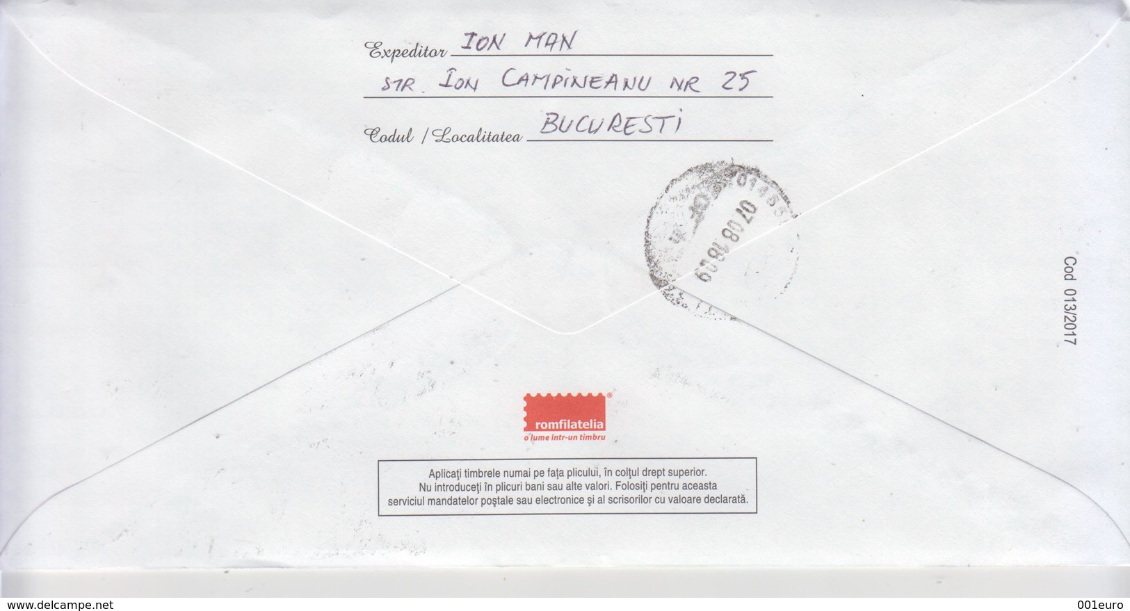 ROMANIA: FAUNA Circulated Postal Stationery Cover & Adhesive Stamp - Registered Shipping! Envoi Enregistre! - Emisiones Comunes