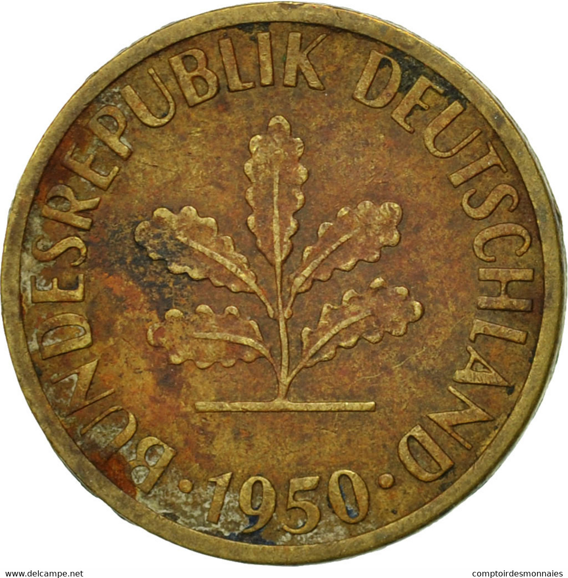 Monnaie, République Fédérale Allemande, 5 Pfennig, 1950, Hambourg, TB, Brass - 5 Pfennig