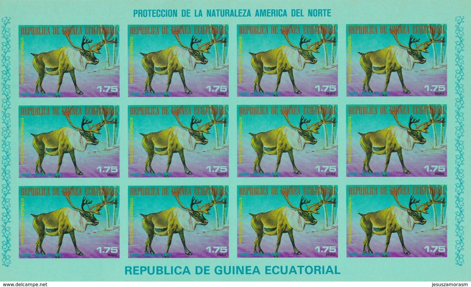 Guinea Ecuatorial Nº Michel A1241 En Hoja De 12 Sellos SIN DENTAR - Equatorial Guinea