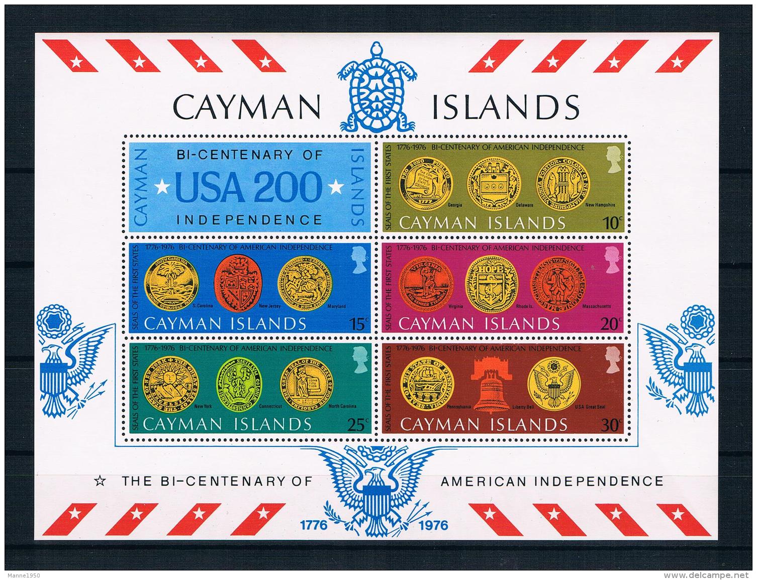 Kaimaninseln 1976 200 Jahre Vereinigte Staaten Block 10 ** - Cayman Islands