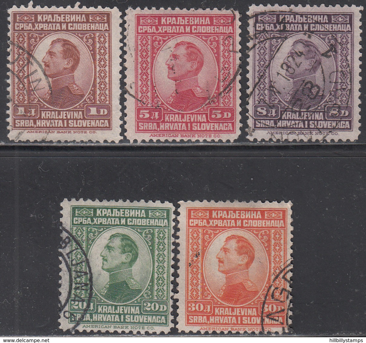 YUGOSLAVIA     SCOTT NO  22-26      USED      YEAR  1923 - Used Stamps