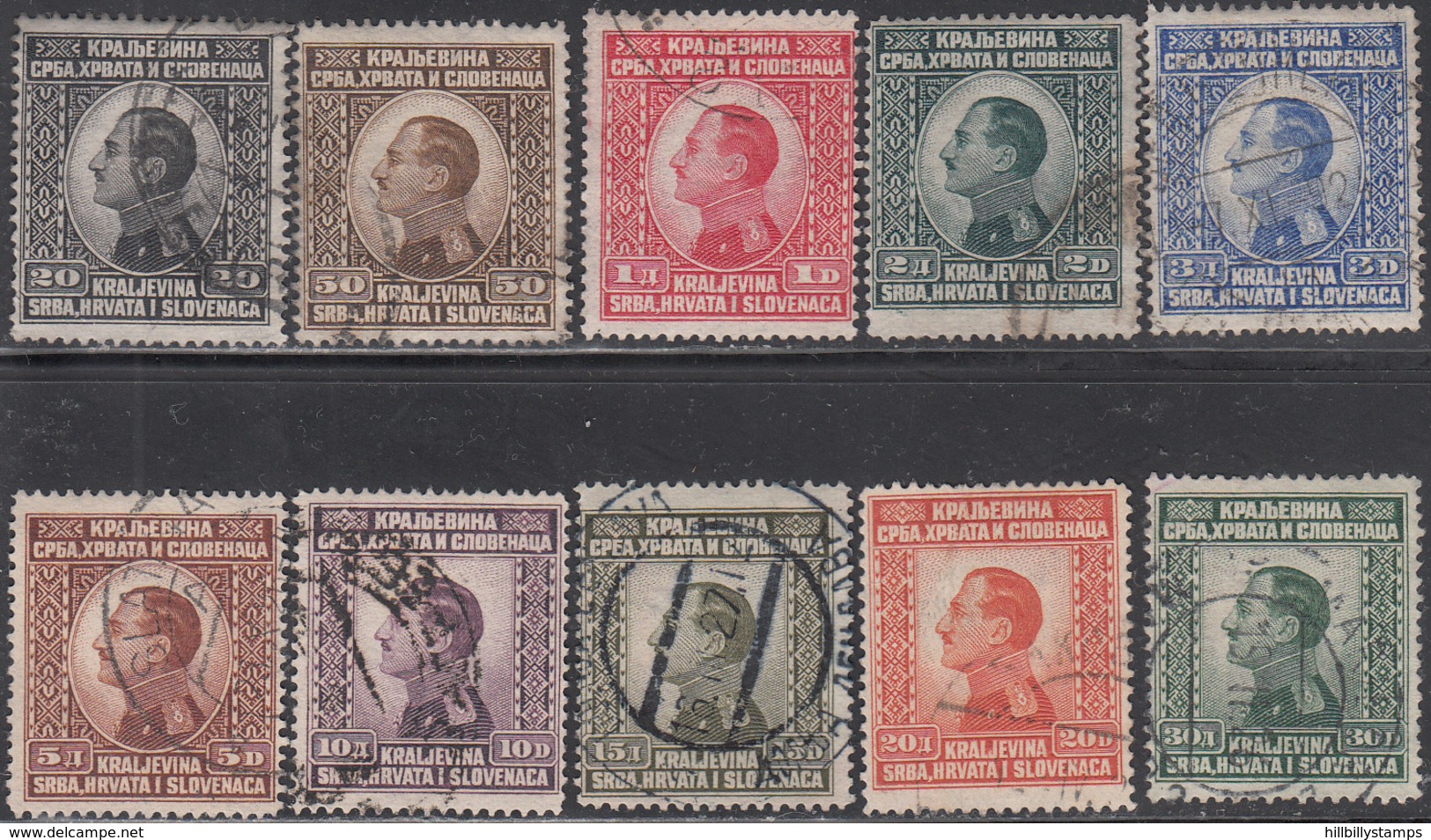 YUGOSLAVIA     SCOTT NO  29-38      USED      YEAR  1924 - Used Stamps