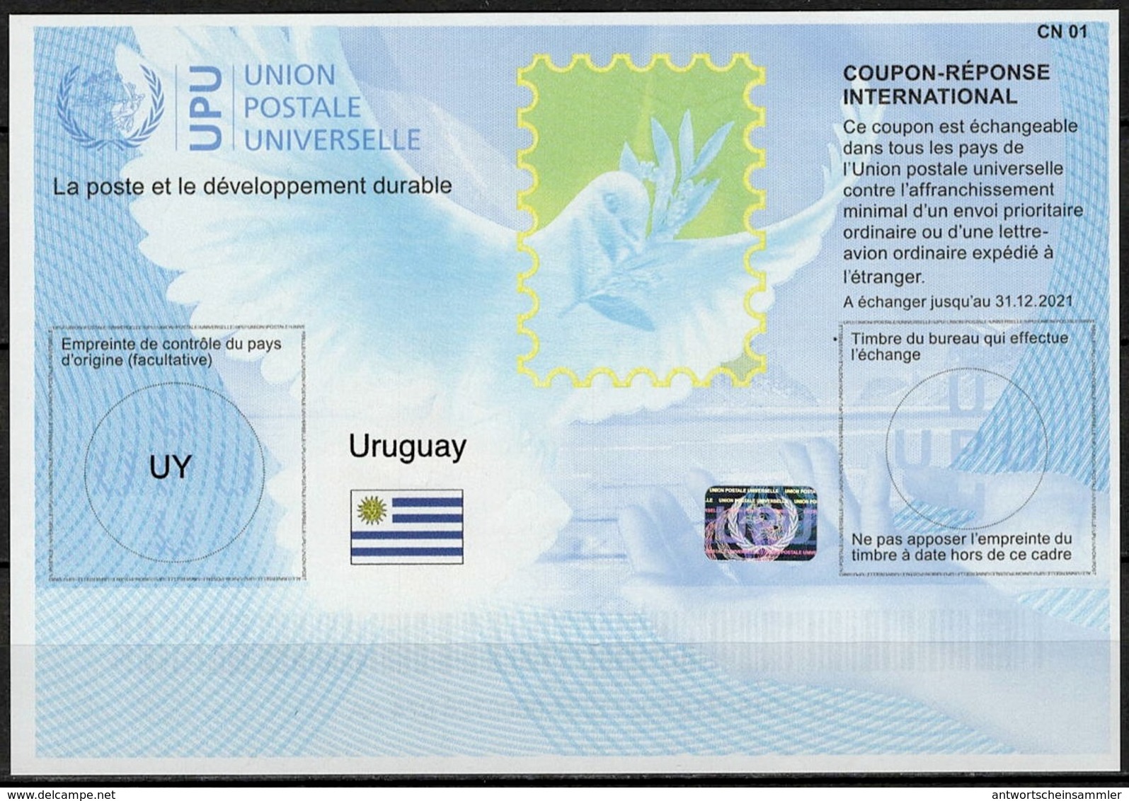 URUGUAY Is41  20180215 AA  International Reply Coupon Reponse Respuesta Antwortschein Hologram IAS IRC Mint ** - Uruguay