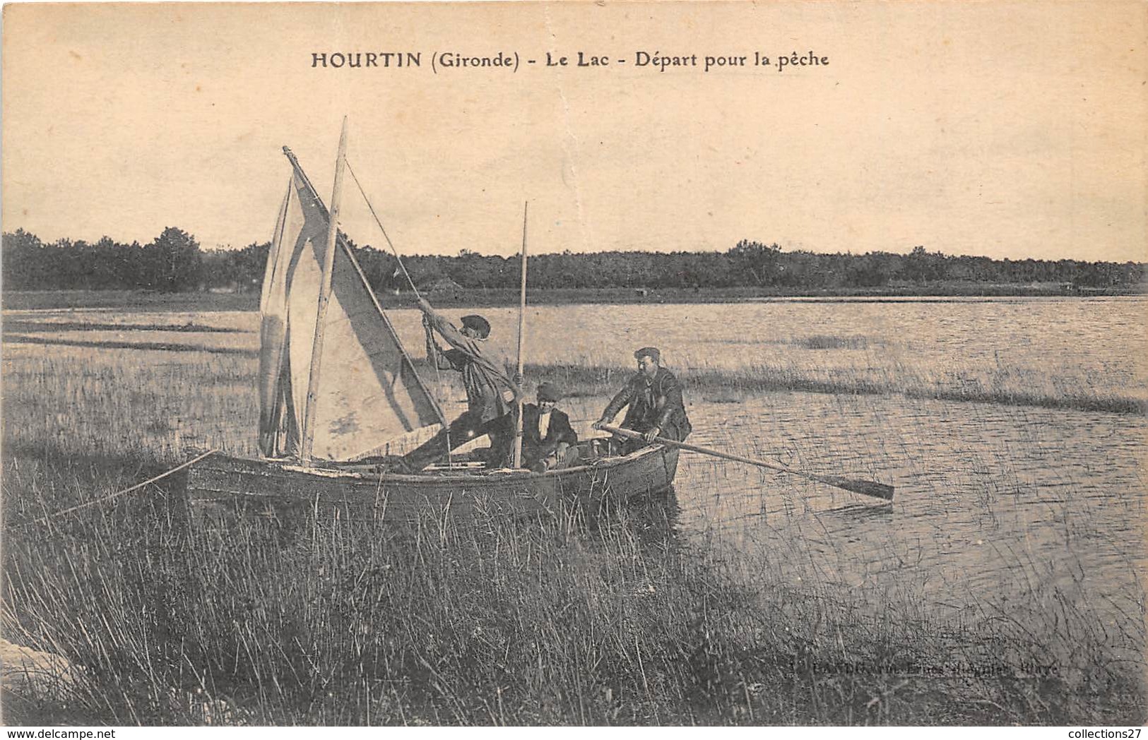 33- HOUTIN- LE LAC- DEPART POUR LA PÊCHE - Autres & Non Classés