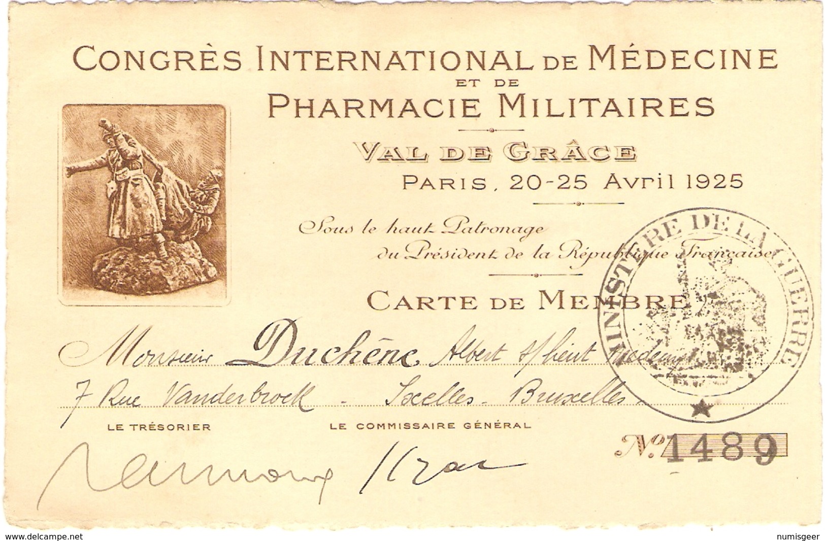 PARIS( Val De Grâce ) CONGRÈS INTERNATIONAL De MÉDECINE Et De PHARMACIE MILITAIRES Avril 1925 - Ausstellungen