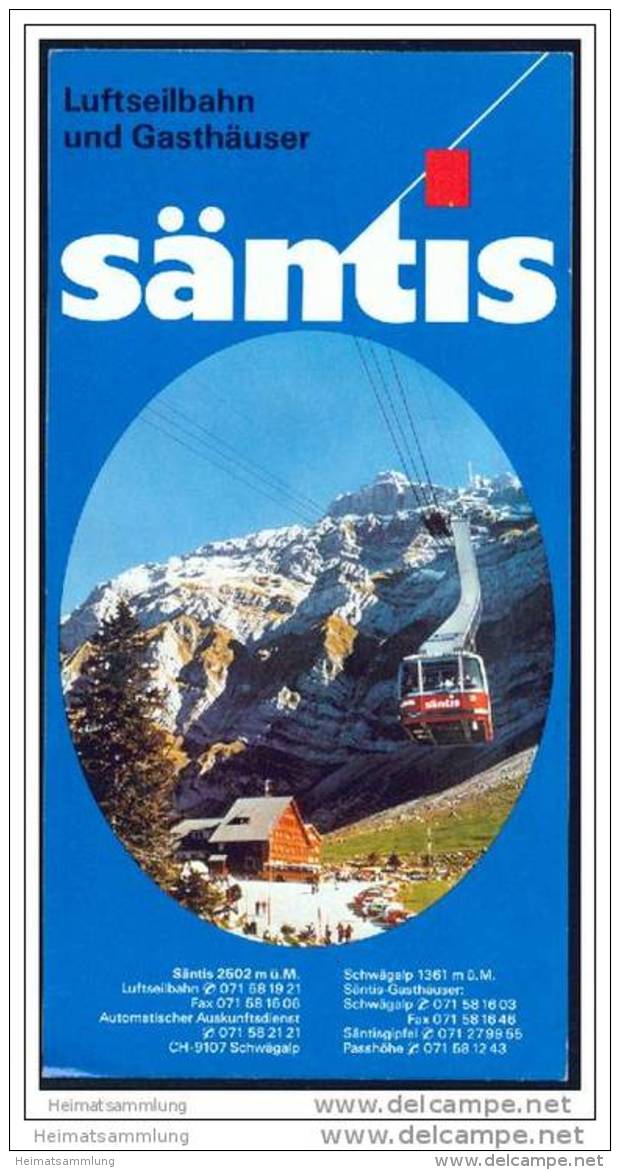 Säntis - Luftseilbahn Und Gasthäuser - Faltblatt Mit 10 Abbildungen - Panoramabild - Reliefkarte - Suisse