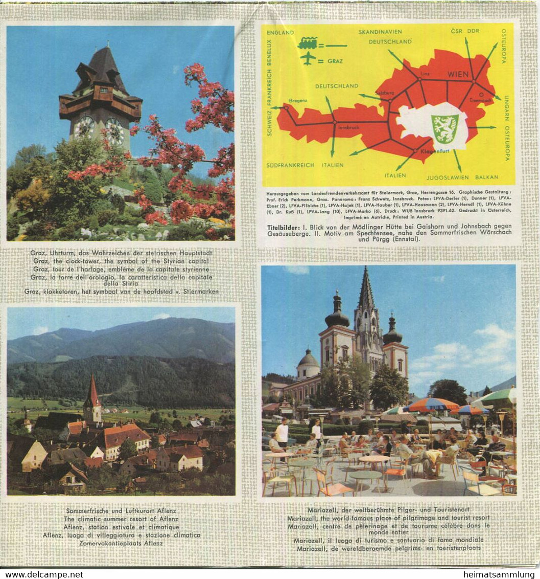 Österreich - Steiermark 1962 - Faltblatt Mit 29 Abbildungen - Reliefkarte / Perkmann - Reiseprospekte