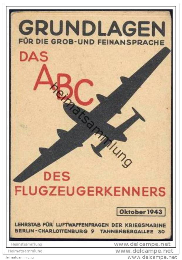 Grundlagen Für Die Grob- Und Feinansprache - Oktober 1943 - Lehrstab Für Luftwaffenfragen Der Kriegsmarine - 5. Zeit Der Weltkriege