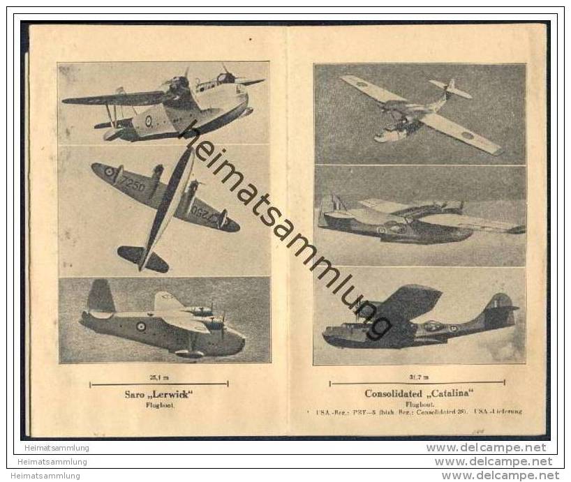 Falttafeln Für Den Flugzeugerkennungsdienst Tafel 2 - Britische Frontflugzeuge II - Ausgabe Februar 1942 - 5. Zeit Der Weltkriege