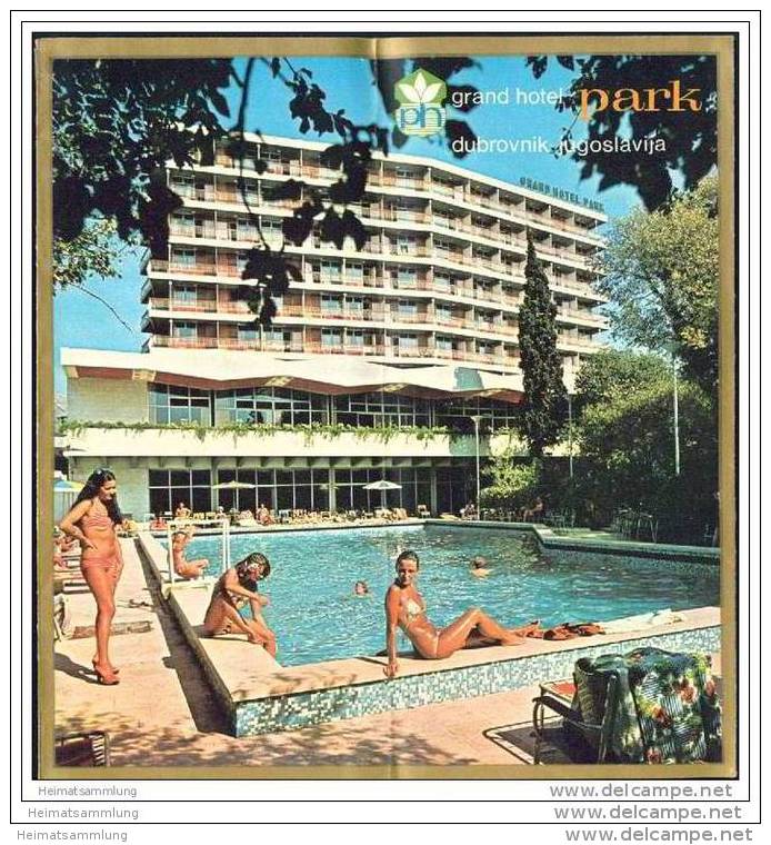 Kroatien 70er Jahre - Dubrovnik - Grand Hotel Park - Faltblatt Mit 19 Abbildungen - Croatie