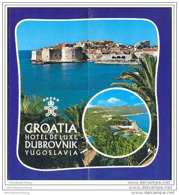 Kroatien 70er Jahre - Dubrovnik - Hotel De Luxe - Faltblatt Mit 14 Abbildungen - Kroatien