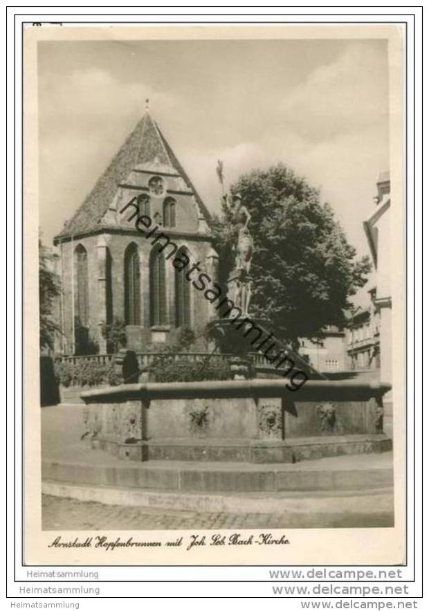 99310 Arnstadt - Hopfenbrunnen Mit Johann Sebastian Bach-Kirche - Foto-AK Grossformat - Arnstadt