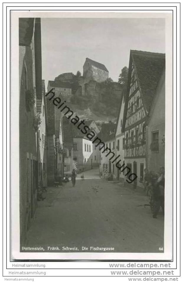 91278 Pottenstein - Die Fischergasse - Foto-AK  50er Jahre - Pottenstein