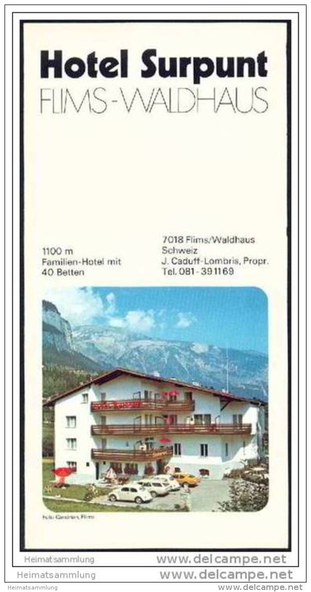 Schweiz - Flims-Waldhaus 1976 - Hotel Surpunt - Faltblatt Mit 16 Abbildungen - Reiseprospekte