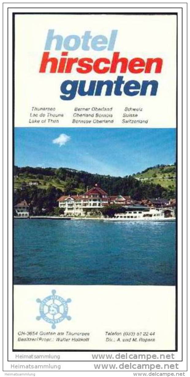 Gunten - Hotel Hirschen - Faltblatt Mit 10 Abbildungen - Schweiz