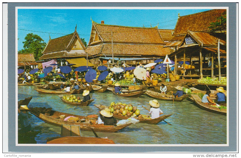 Thailand Floating Market Uncirculated Wat Sai Bangkok - Thailand