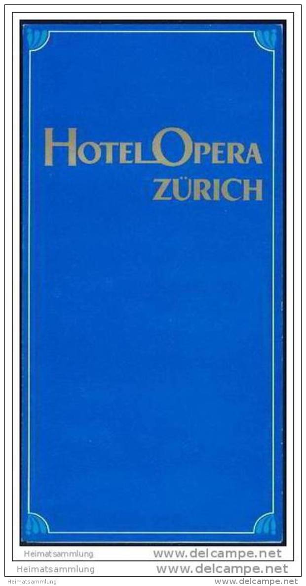 Zürich - Hotel Opera - Faltblatt Mit 6 Abbildungen - Schweiz