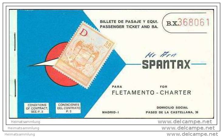 Spantax 1969 - Zurich Palma Zurich - Tickets