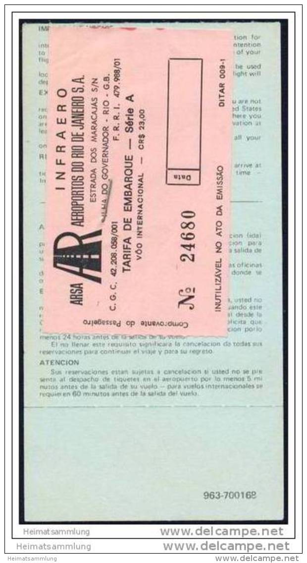 Boarding Pass - Braniff International - Tarjetas De Embarque