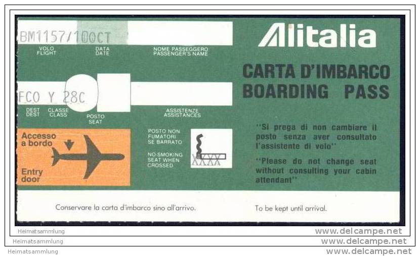 Boarding Pass - Alitalia - Cartes D'embarquement