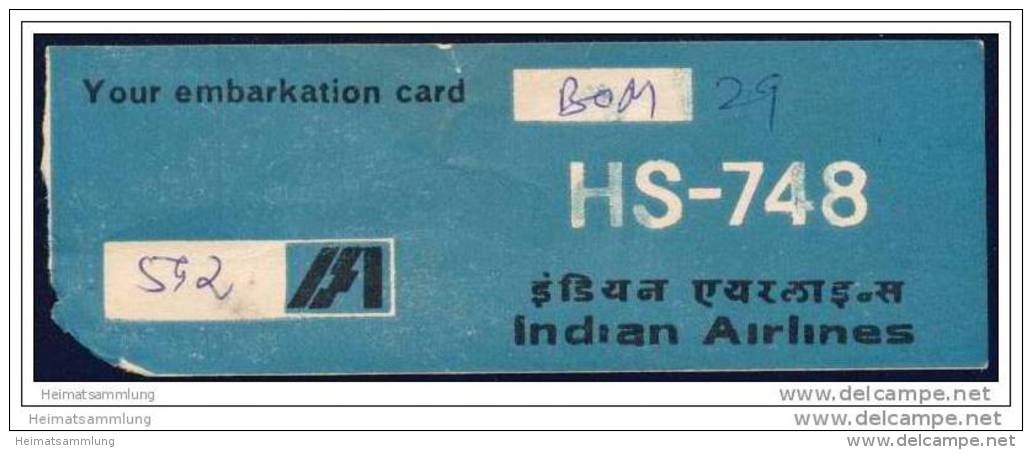 Boarding Pass - Indian Airlines - Bordkarten