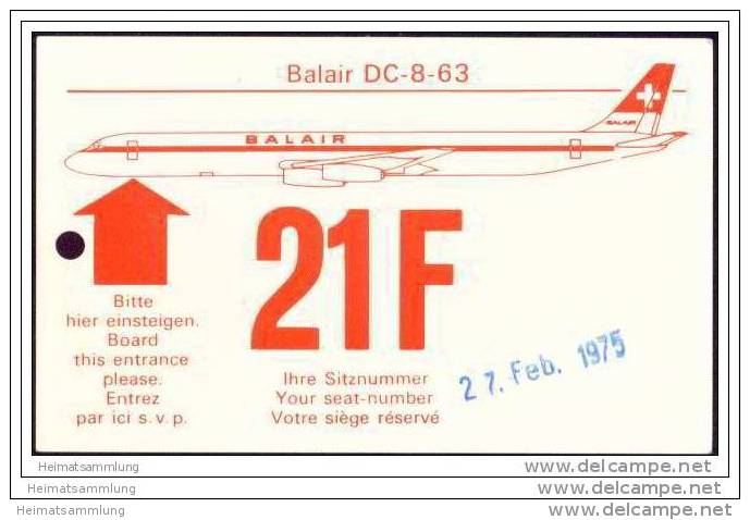 Boarding Pass - Balair - Instapkaart