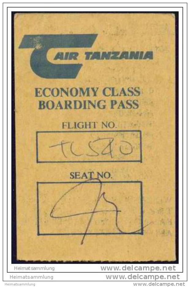 Boarding Pass - Air Tanzania - Bordkarten