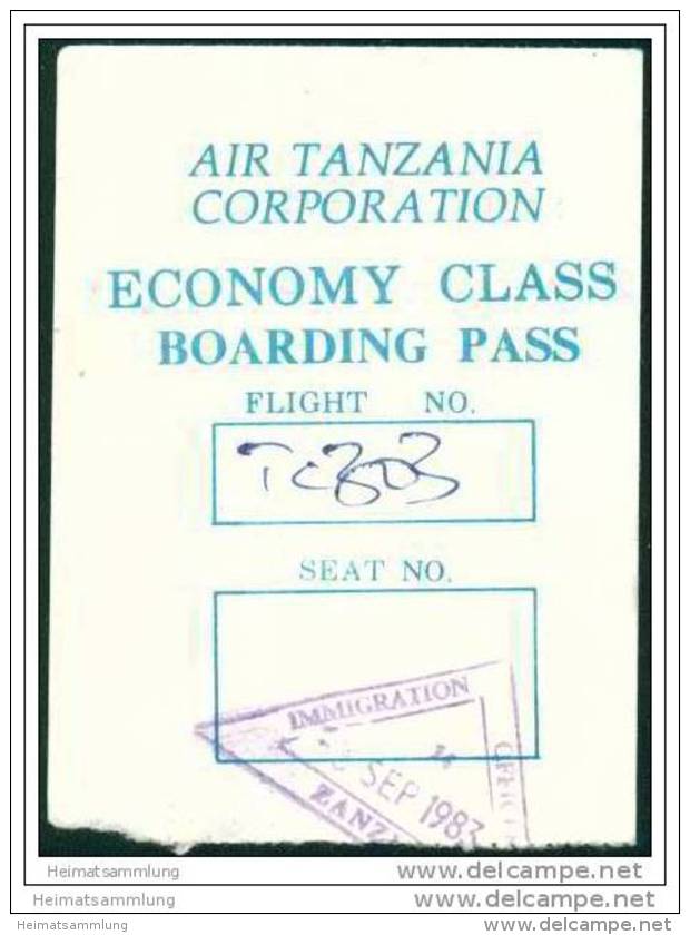 Boarding Pass - Air Tanzania Corporation - Carte D'imbarco