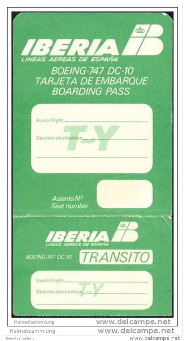 Boarding Pass - Transito - Iberia - Lineas Aereas De Espana - Instapkaart