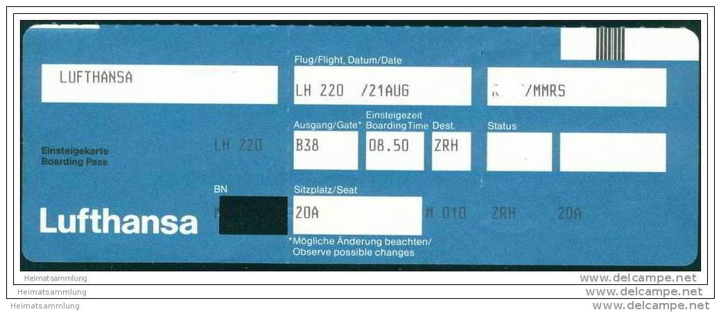 Boarding Pass - Lufthansa - Carte D'imbarco