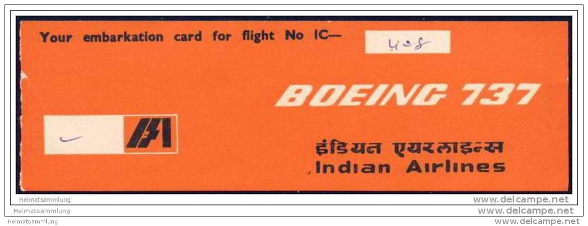 Boarding Pass - Indian Airlines - Bordkarten