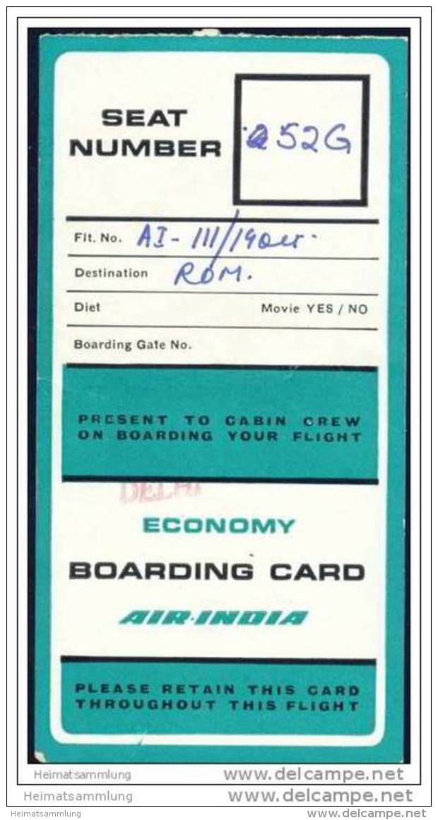 Boarding Pass - Air-India - Bordkarten