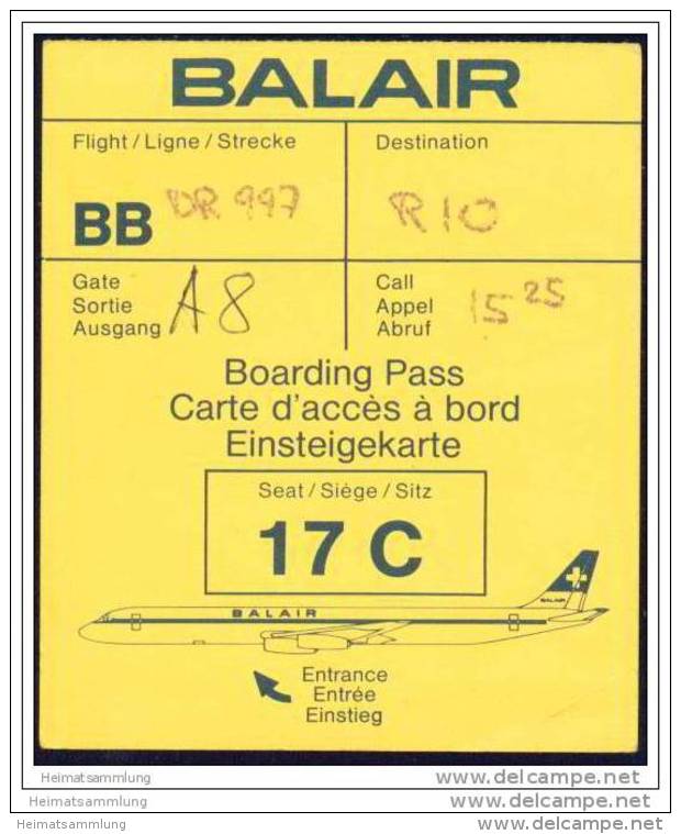 Boarding Pass - Balair - Cartes D'embarquement