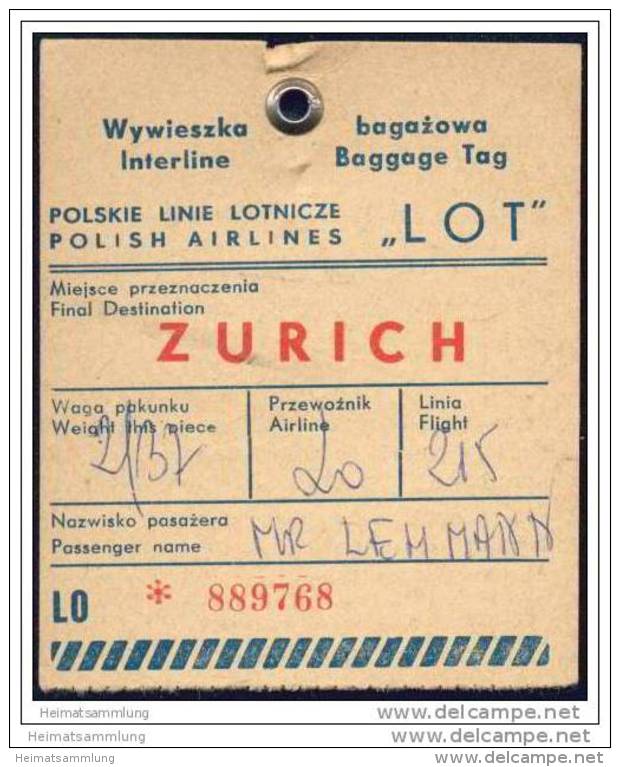 Baggage Strap Tag - LOT Polskie Linie Lotnicze - Baggage Etiketten