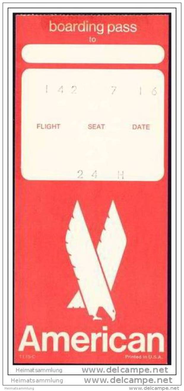 Boarding Pass - AA American Airlines - Instapkaart