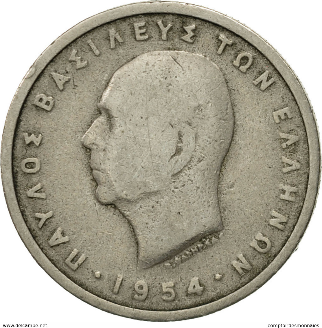 Monnaie, Grèce, Paul I, Drachma, 1954, TB, Copper-nickel, KM:81 - Grèce