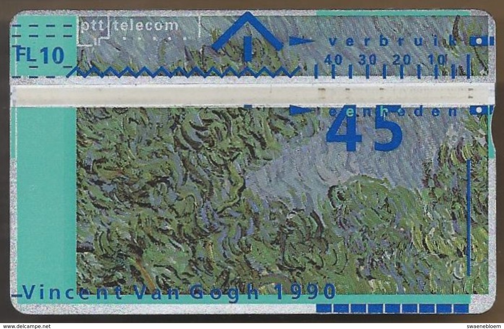 Telefoonkaart.- 005D04306. Nederland. PTT Telecom  Vincent Van Gogh. 45 Eenheden. 10 Gulden. Saint Remy, 1889 - Openbaar