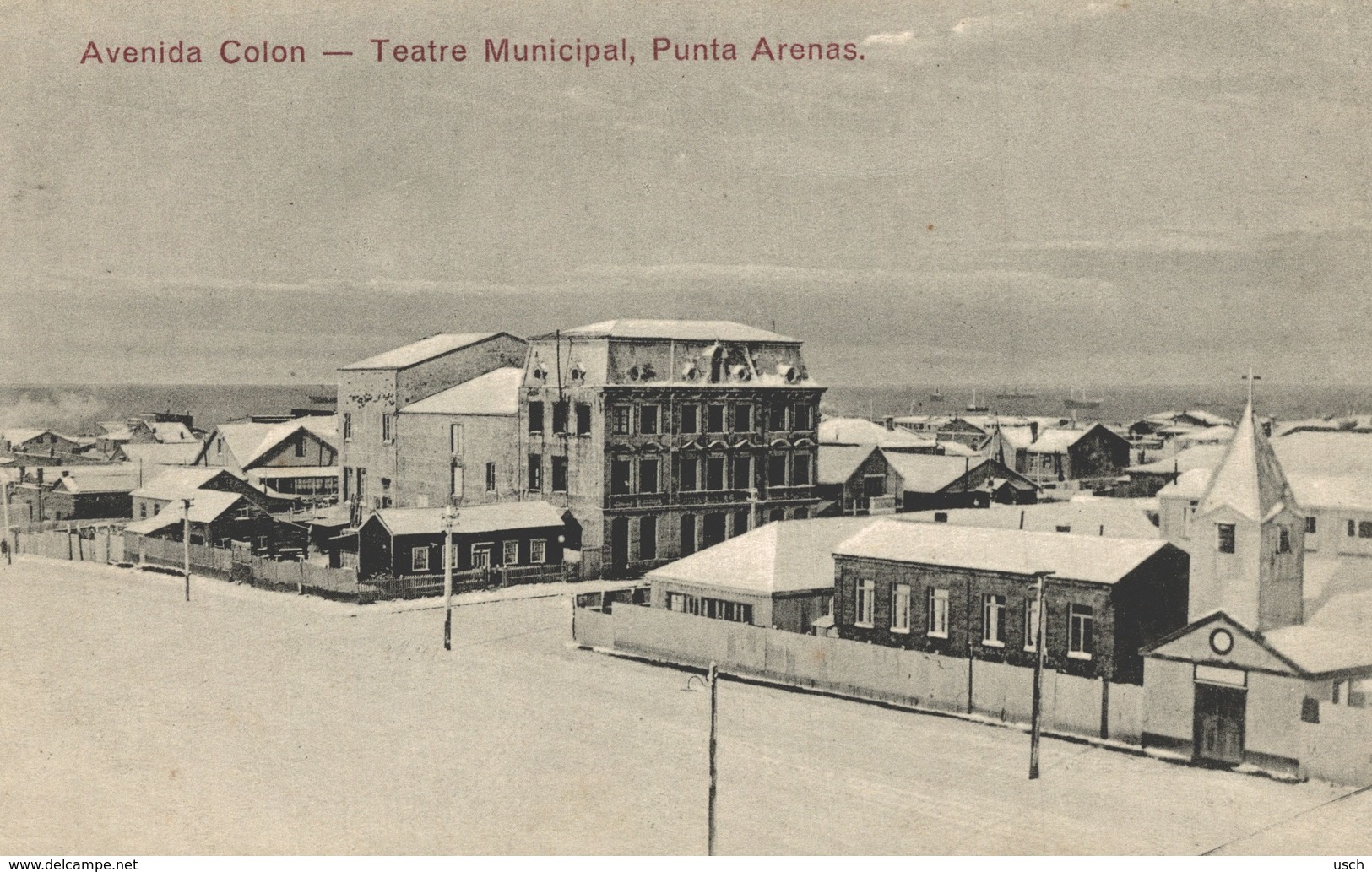 CHILE - CHILI Postcard, PUNTA ARENAS, Avenida Colon, Teatro Municipal - Chili