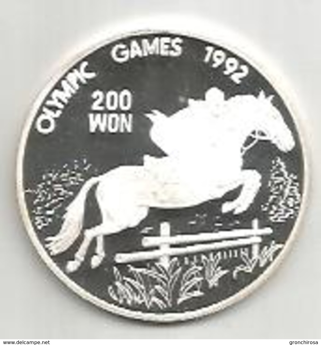 Corea Del Nord, 200 Won. 1991, Ag. FS., Giochi Olimpici 1992, Ippica. - Corea Del Nord