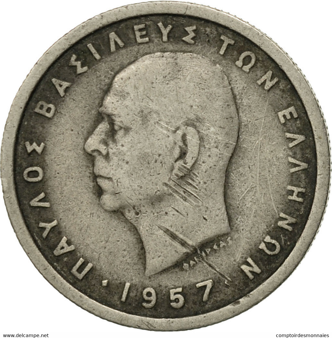 Monnaie, Grèce, Paul I, Drachma, 1957, TB, Copper-nickel, KM:81 - Grèce