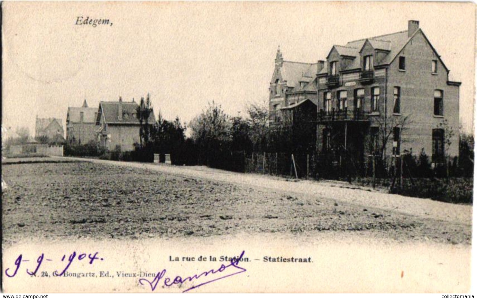 1 Oude Postkaart  EDEGEM  Edeghem   Statiestraat      Uitg   .Bongartz N°24 - Edegem