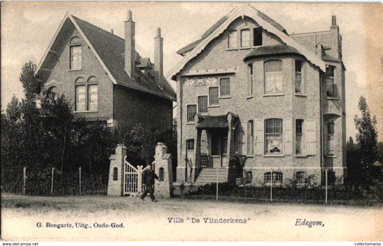 3 Oude Postkaarten   EDEGEM  Edeghem  Villa De Vlinderkens   Uitg.   Bongartz 1907  Zicht In Den Hof - Edegem