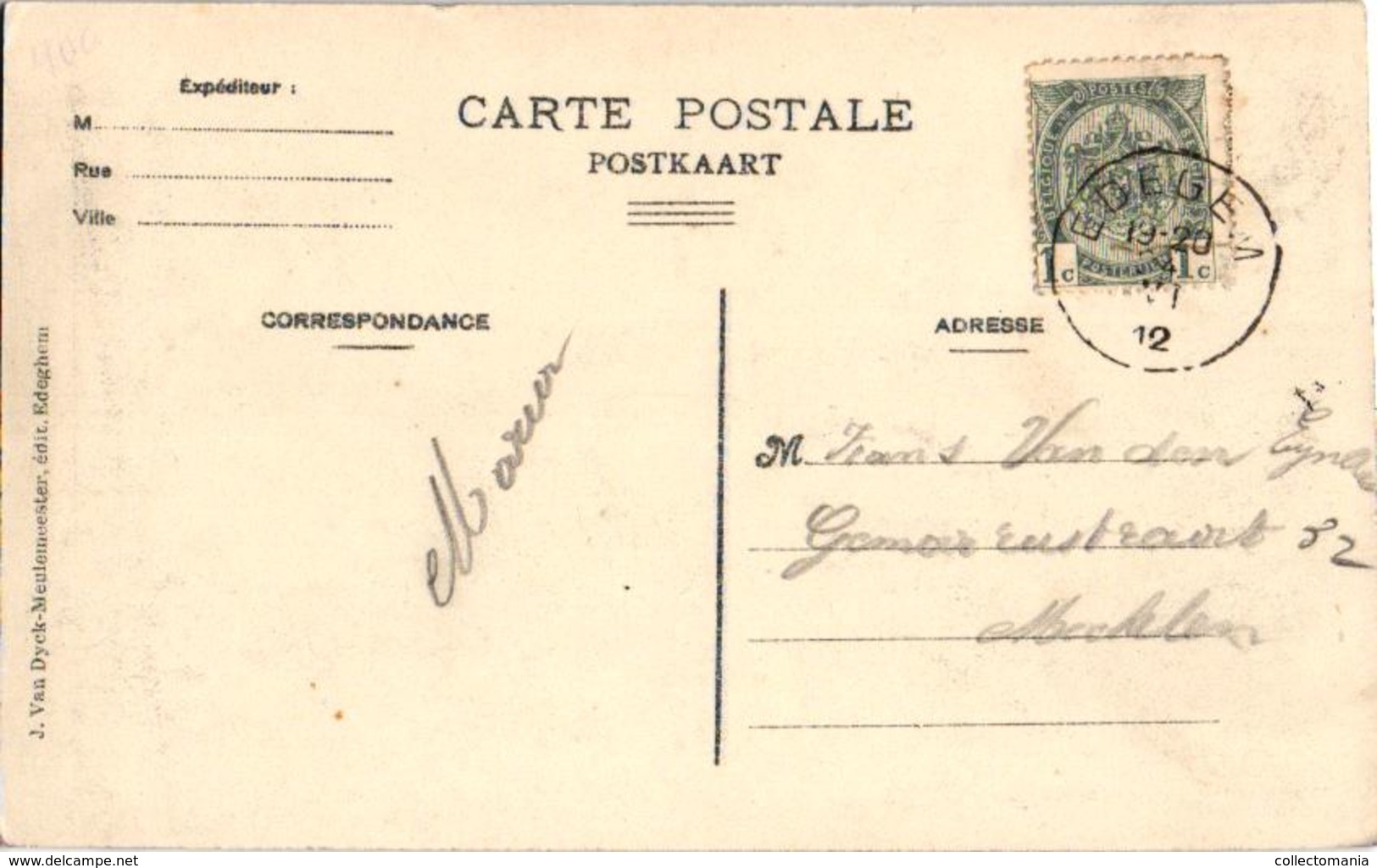 2 Oude Postkaarten      EDEGEM  Edeghem   Dorpstraat    1912 - Edegem