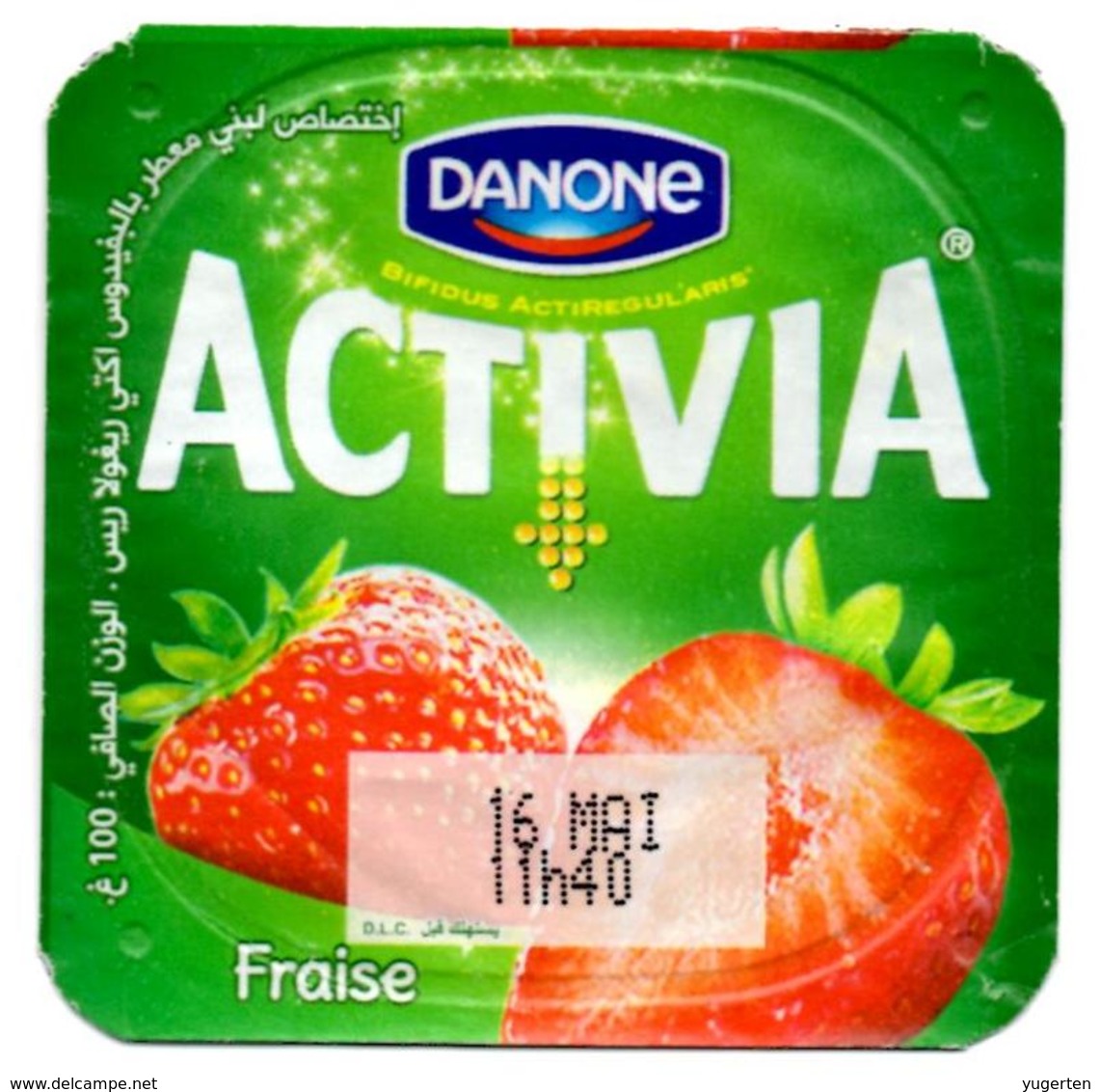 Opercule Cover Yaourt Yogurt " Danone " ACTIVIA Fraise Strawberry Yoghurt Yoghourt Yahourt Yogourt - Opercules De Lait