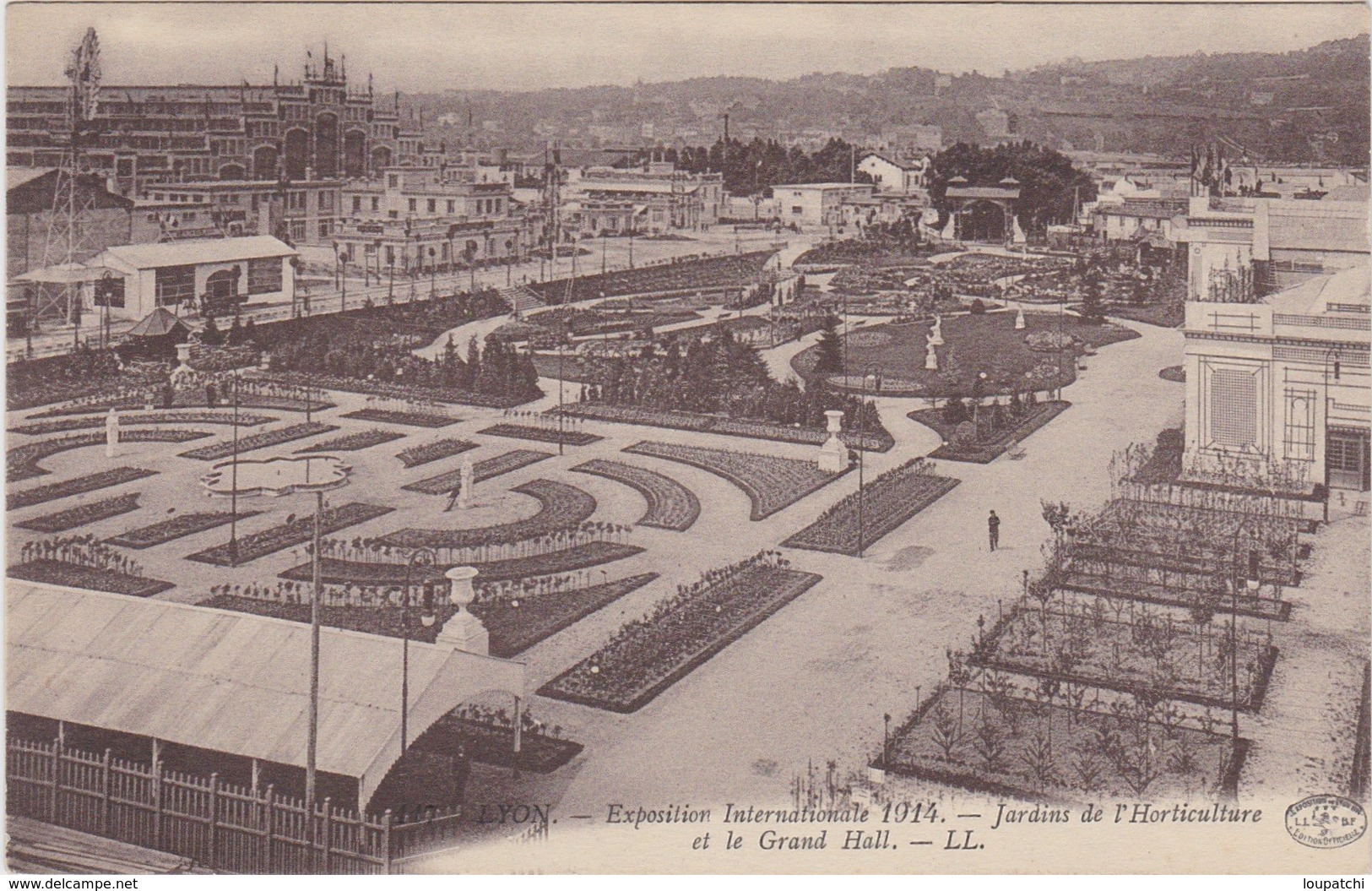 LYON EXPOSITION INTERNATIONALE 1914 JARDINS DE L HORTICULTURE ET LE GRAND HALL - Autres & Non Classés