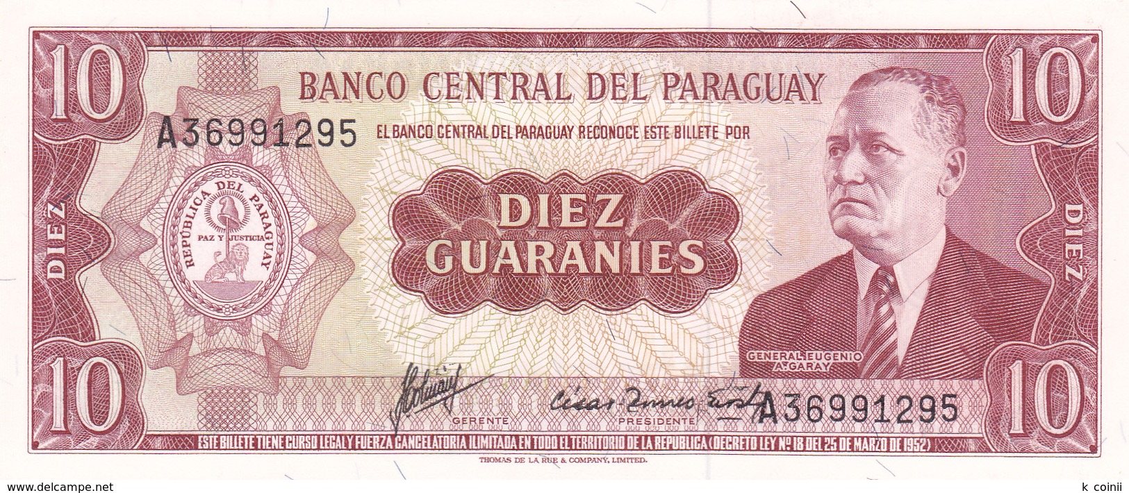 Paraguay - 10 Guaranies 1952 - UNC - Paraguay
