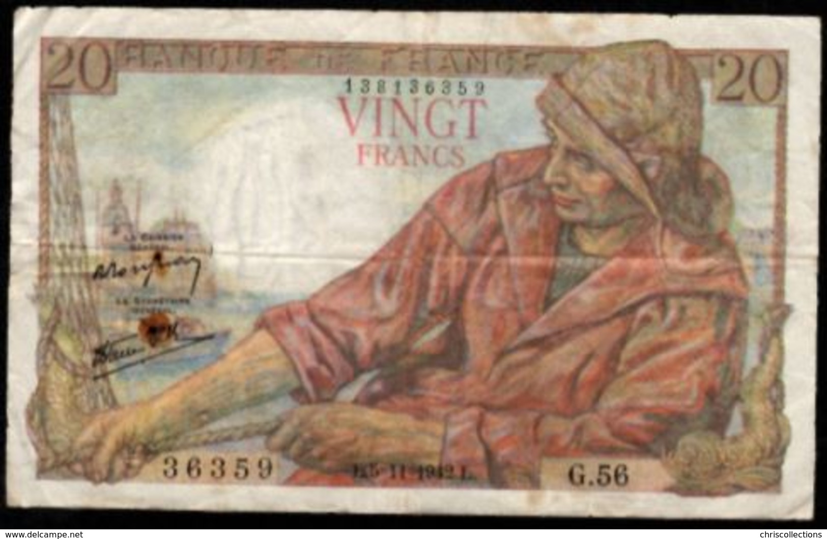 20 FRANCS PÊCHEUR 5.11.1942 F:13/4 - 20 F 1942-1950 ''Pêcheur''