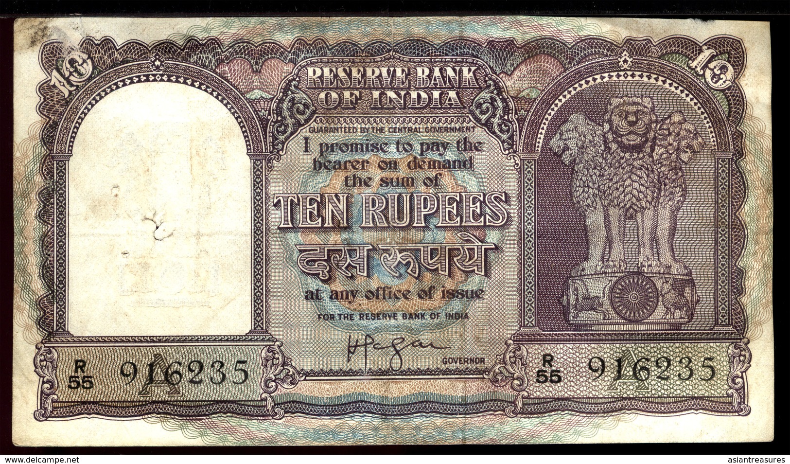 India  1938  10 Rupee Note Minor Folds VF--EF Scarce - India