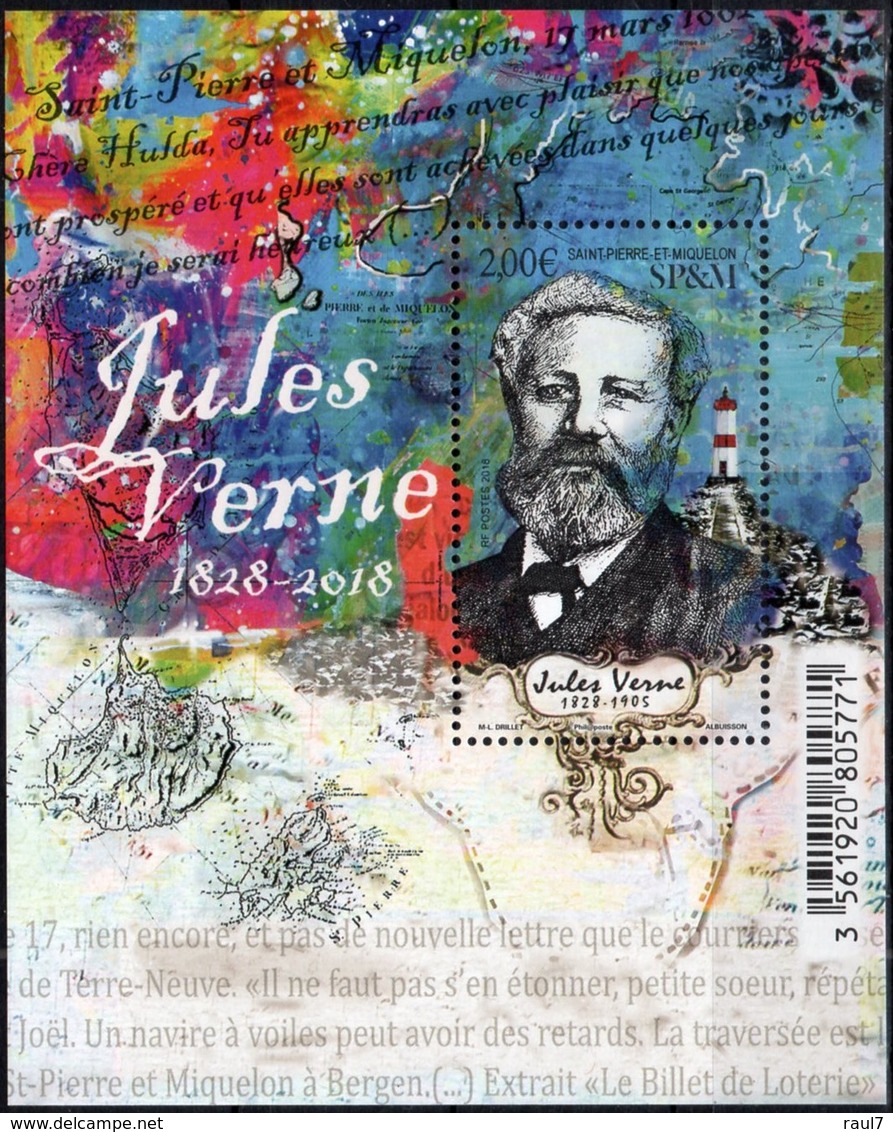 St Pierre Et Miquelon 2018 - Phares, Jules Verne - BF Neufs // Mnh - Unused Stamps