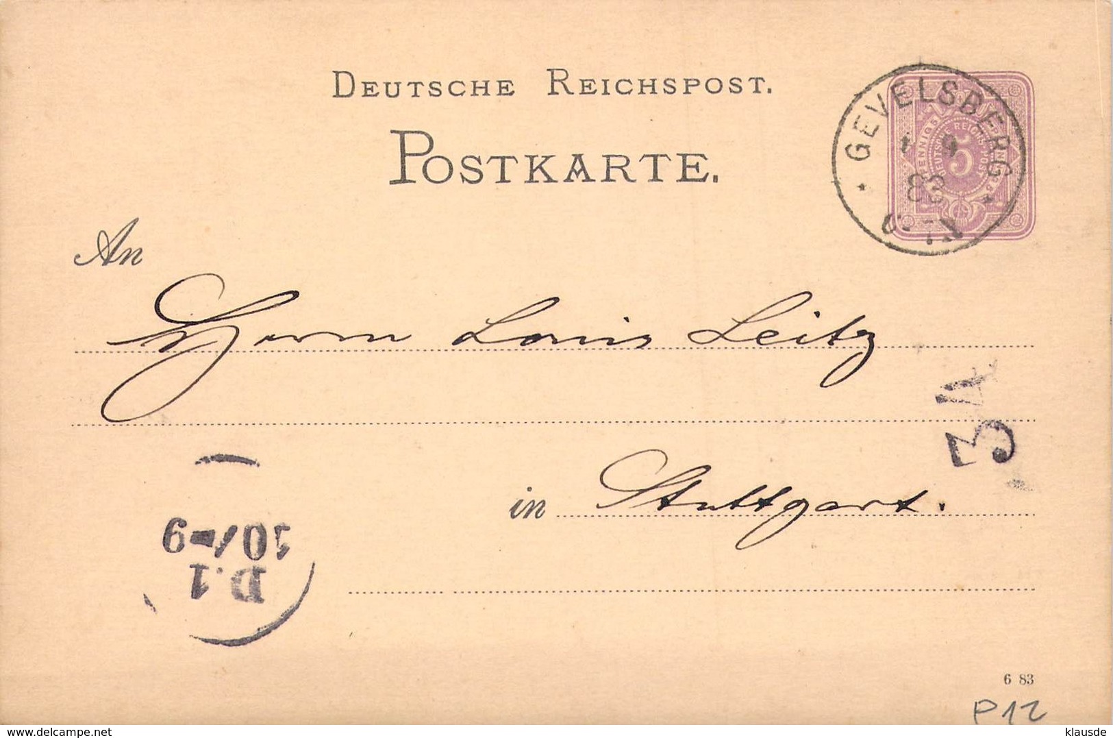 P12 Deutsches Reich 1883 - Cartoline